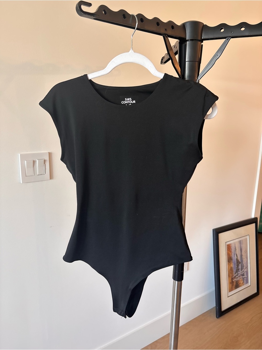Urban Planet Black Cap-Sleeve Fitted Bodysuit